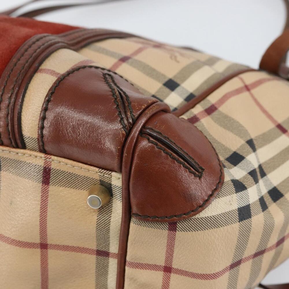 BURBERRY Nova Check Tote Bag PVC Beige Gold Auth 161529 - Picture 15 of 16